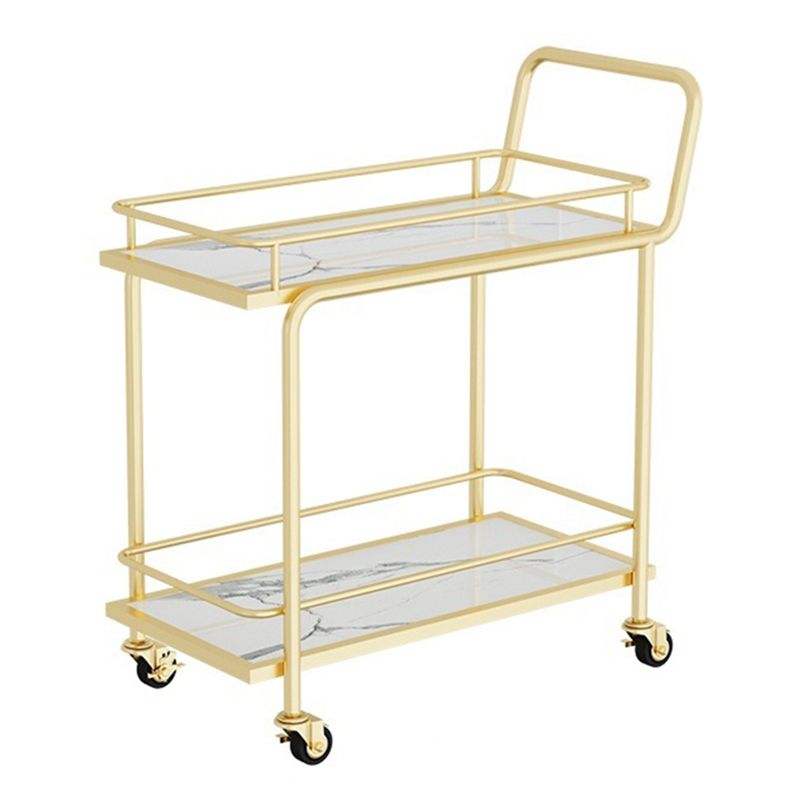 Contemporary Metal Prep Table 33.86"H Rolling Prep Table for Home Use