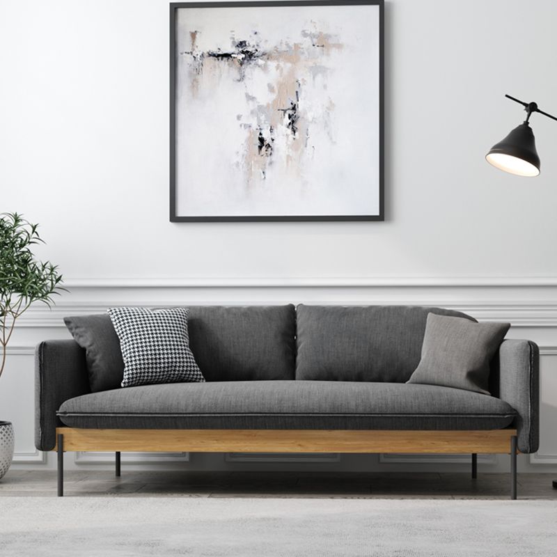 31.5" H Contemporary Solid Color Linen Square Arm Sofa for Living Room