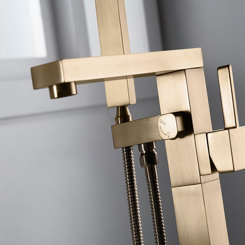 Floor Mounted Metal Freestanding Tub Filler Swivel Freestanding Tub Filler Trim in Gold