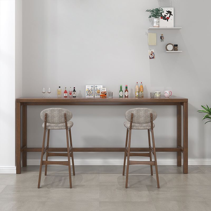 Modern Dining Room Rectangle Trestle Solid Wood Bar Dining Table