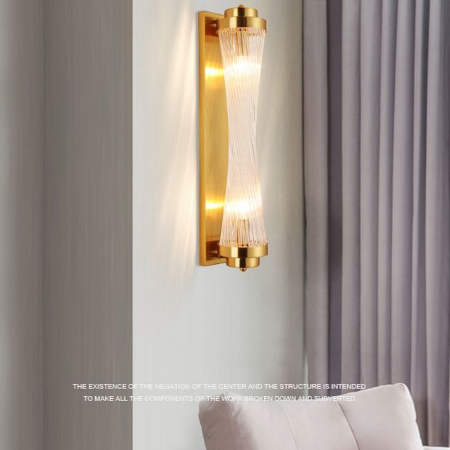 Adjustable Geometric Shade Wall Sconce Modern Crystal Wall Mount Light Fixture in Gold