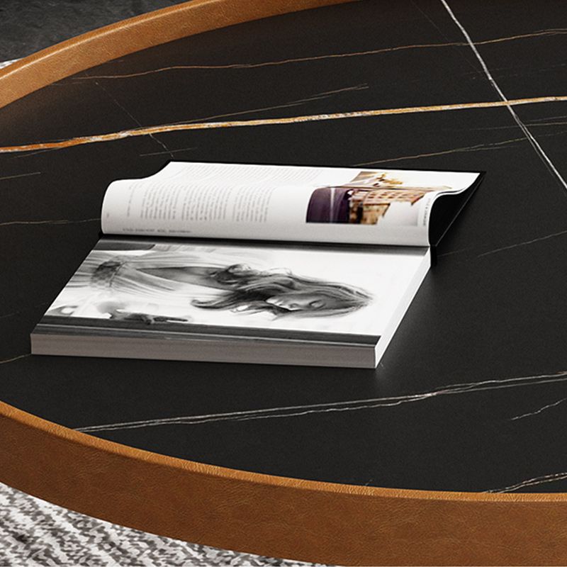 Modern Slate Tray Top 3 Legs Coffee Table White/Black Round Table