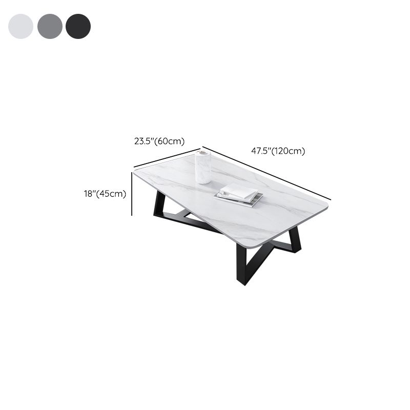X-Base Coffee Cocktail Table Rectangle Coffee Table with Marble Top