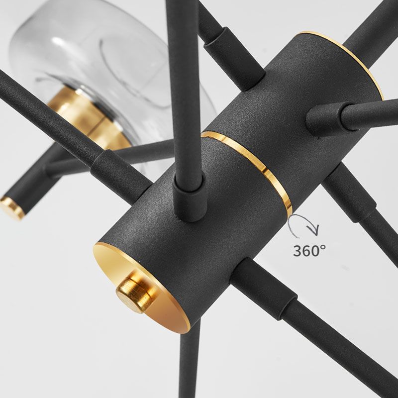 Modern Black Sputnik Chandelier Light Fixtures Aluminum Hanging Lamp for Living Room