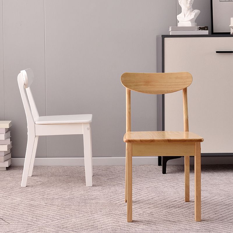 Chaise d'appoint scandinave à dossier ouvert en bois d'hévéa, chaise de salle à manger en bois naturel