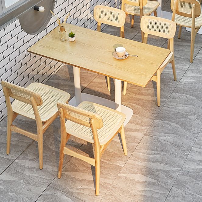 Modern Coffee Shop Dining Table Set 1/4/5 Pieces Solid Wood Dinette Set in Natural