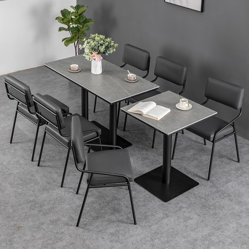 Industrial Dining Room Table Sintered Stone Table with Black Base for Home Kitchen Dinner