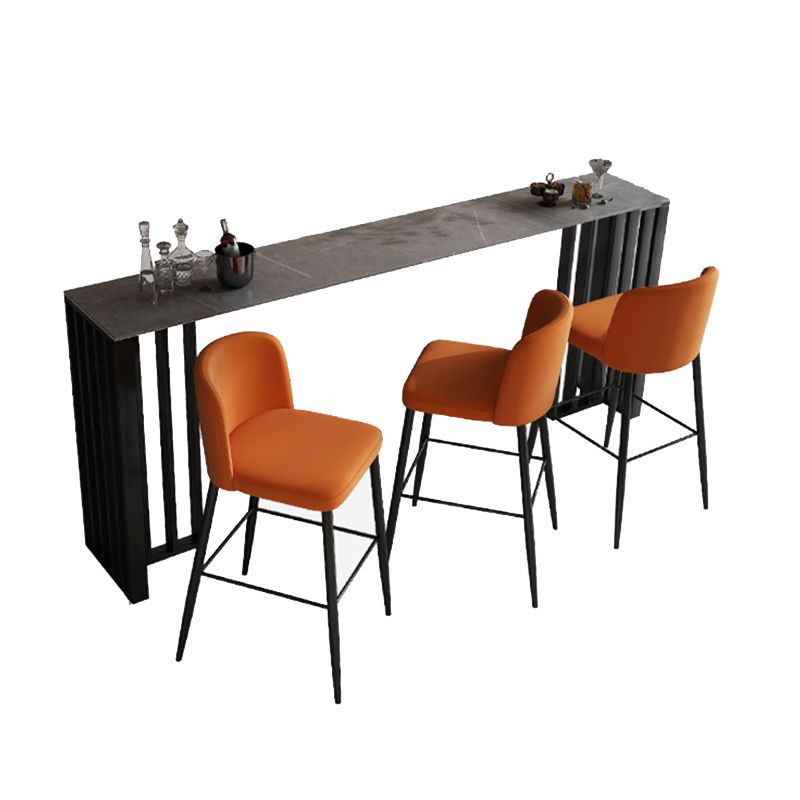 Modem Rectangle Stone Bar Table Double Pedestal Bistro Bar Desk