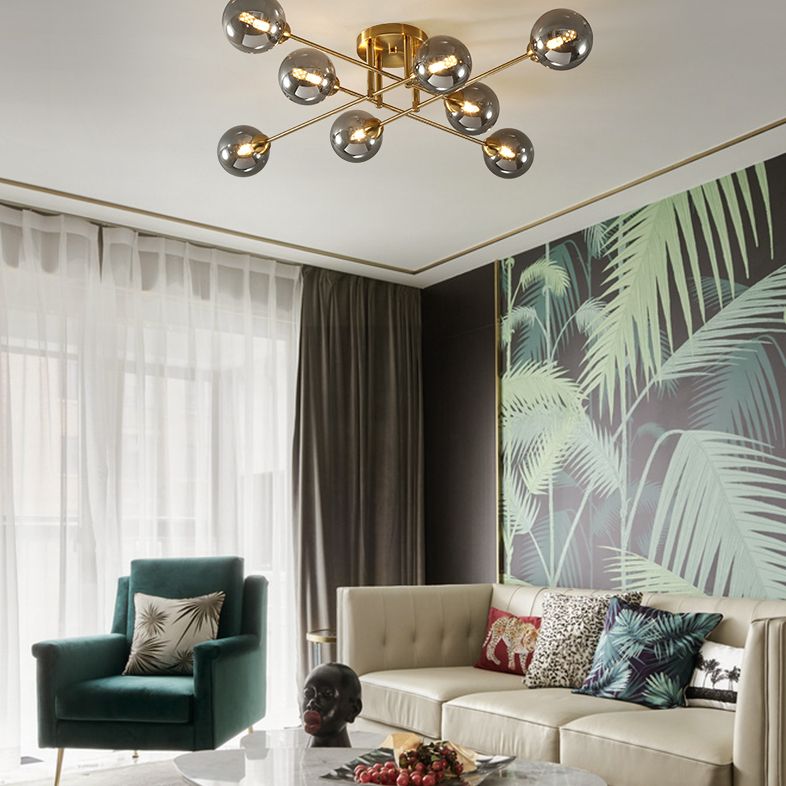 Plafond de style minimalisme moderne Globe de verre globe Shade Metal Lignes de verrouillage des lieux d'éclairage de forme lampe