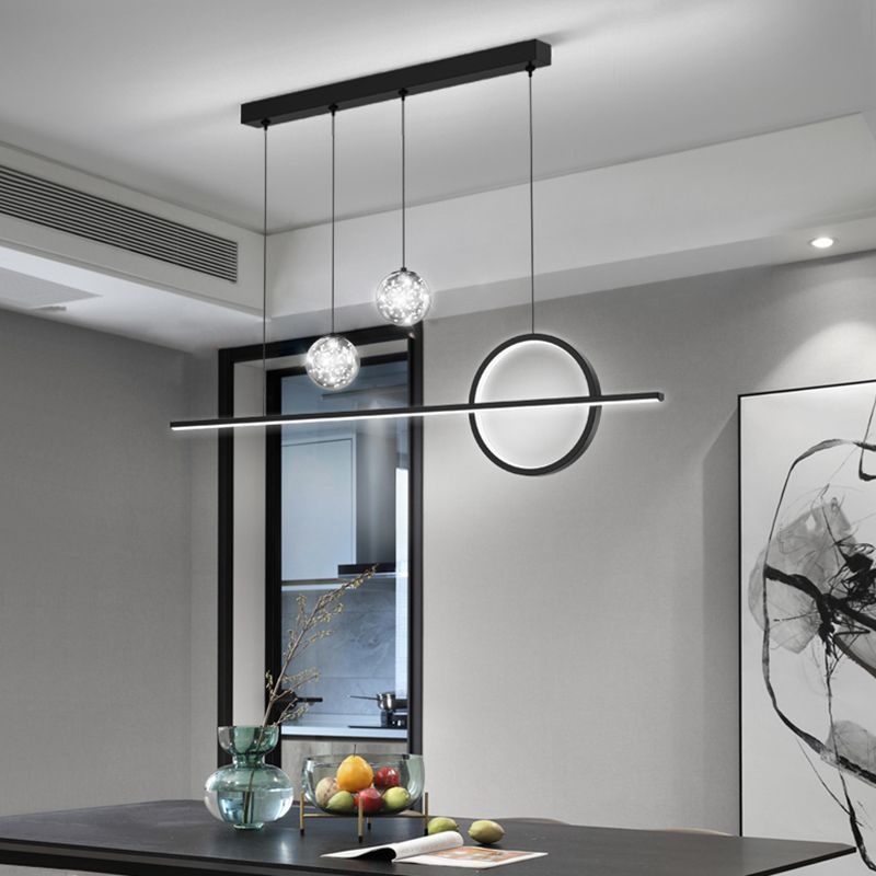 Illuminazione geometrica isola a sospensione moderna vetro leggero 4 lampada isola luminosa in nero