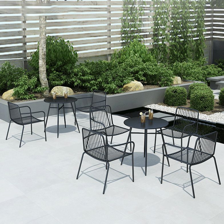 Modern Metallic Finish Bistro Table Set 1/2/3 Pcs Metal Bistro Set