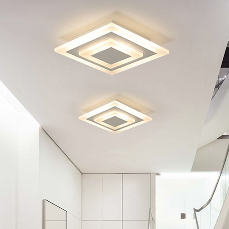 Lámpara de techo empotrada para pasillo LED blanca/café, iluminación empotrada redonda/cuadrada acrílica Simple en luz cálida/blanca/natural