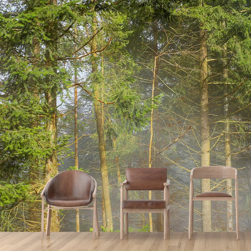 Natural Decorative Green Forest Wall Mural Sitting Room Gust Room Wall Covering