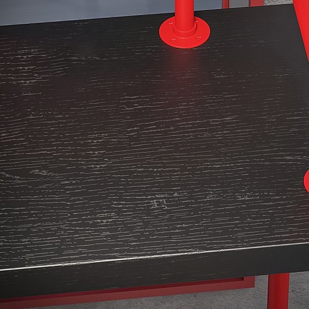 Black and Red Counter Set Industrial 1/4 Pieces Rectangle Wood Counter Set