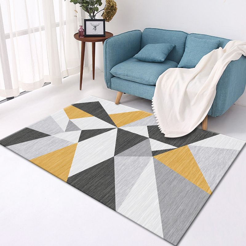 Trendy Geometric Pattern Area Rug Distinctive Contemporary Rug Polyester Friendly Washable Carpet for Living Room