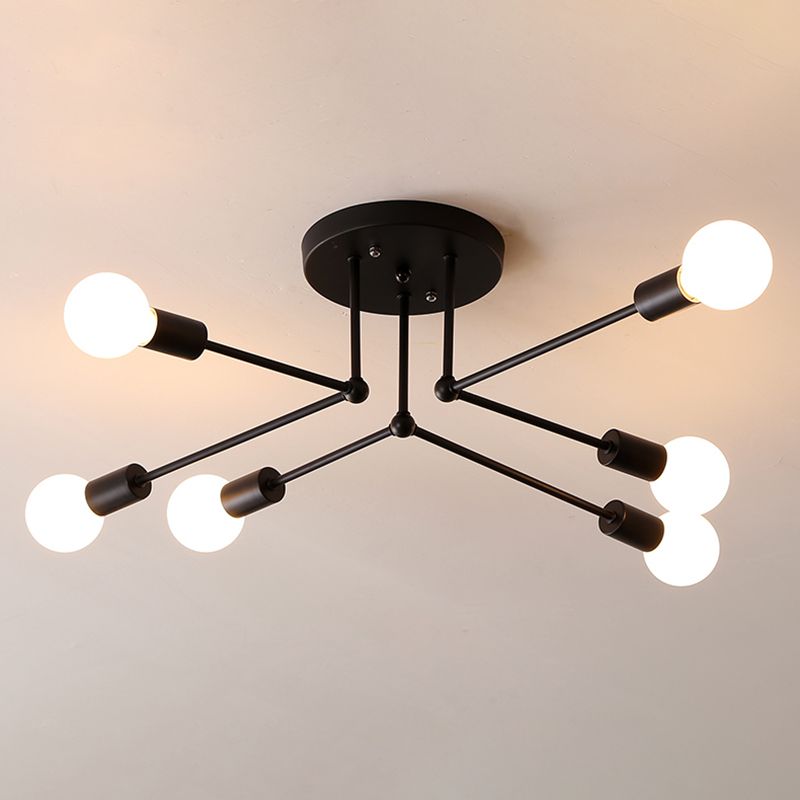 Metaal Modern Semi Flush Mount Verlichting 6 Lichten Sputnik Semi-flush lichte armaturen voor Semi Flush Mount Verlichting
