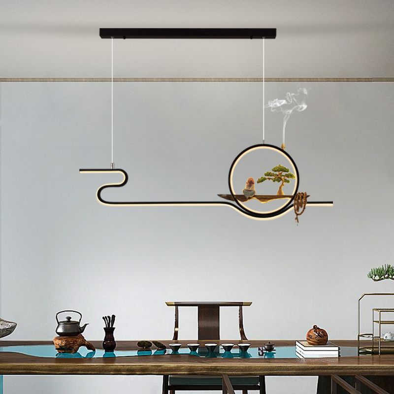 Tea Room Modern Island Lighting 2 Lights LED Linear Aluminum Pendant Light