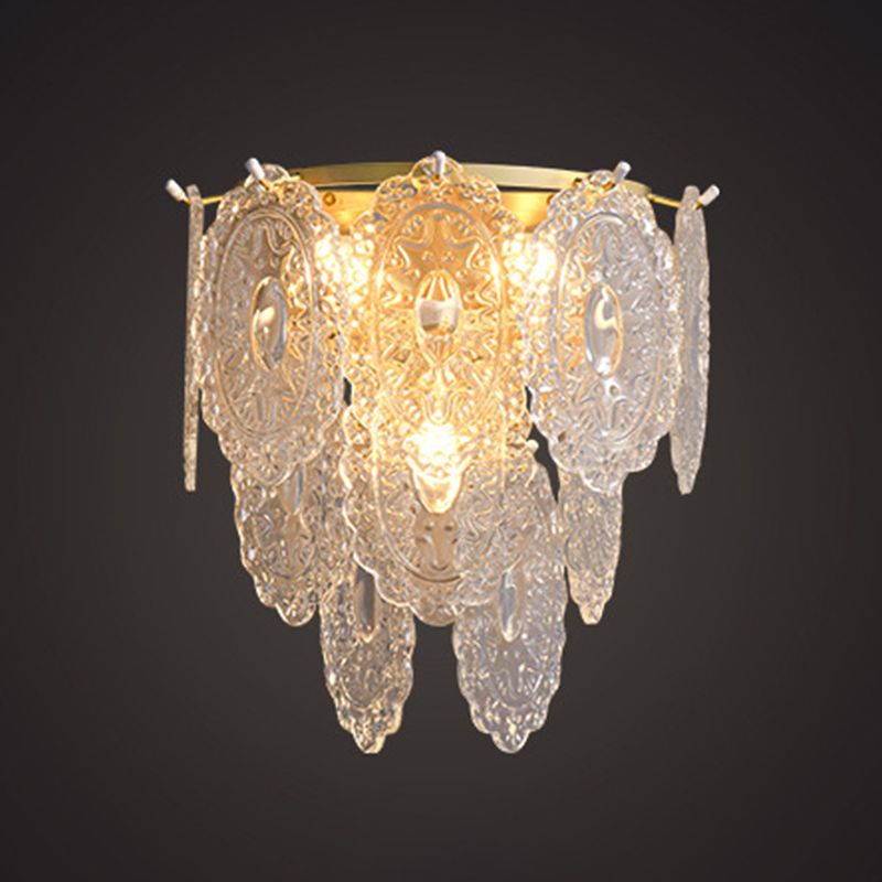 Solid Brass and Glass 2 - Light Wall Sconce in Gold Finish Modern Wall Light