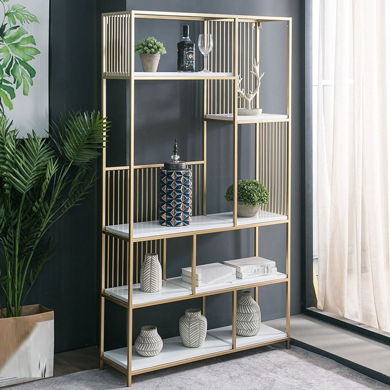 Glam Vertical Open Book Shelf Metal Etagere Shelf Bookcase for Office