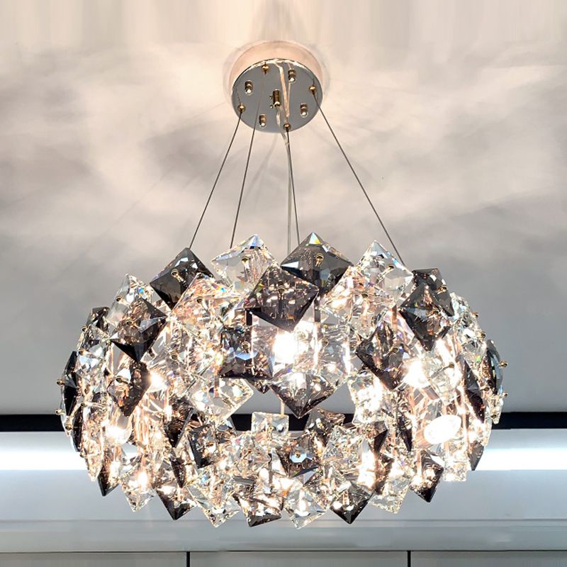 Luci a sospensione geometrica Modern Crystal Crystal Crystal Apparecchiatura di illuminazione in grigio