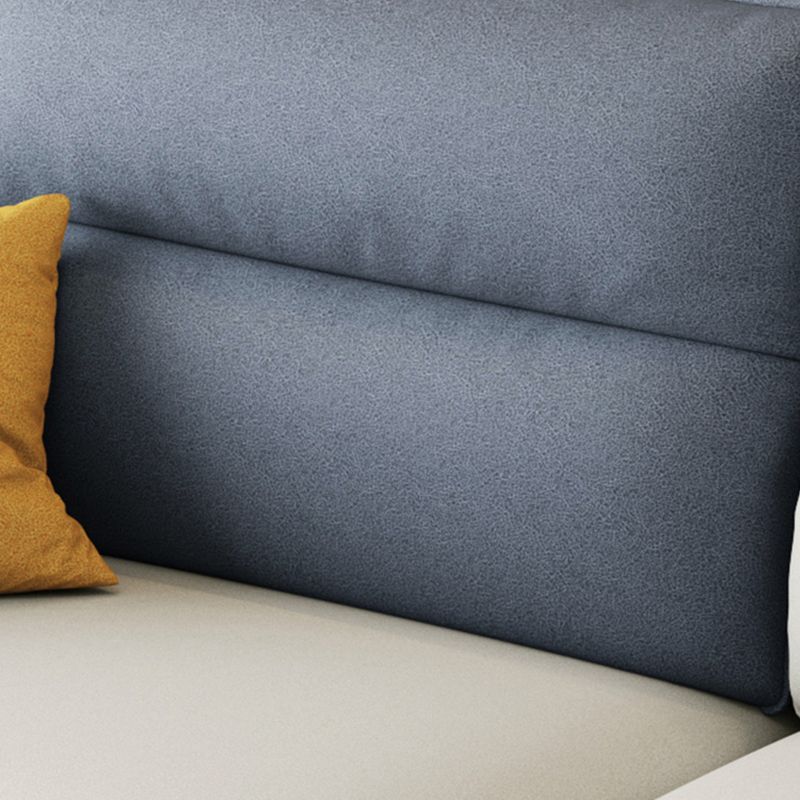 Glam Faux Leather Sofa & Chaise Square Arm Sofa for Living Room