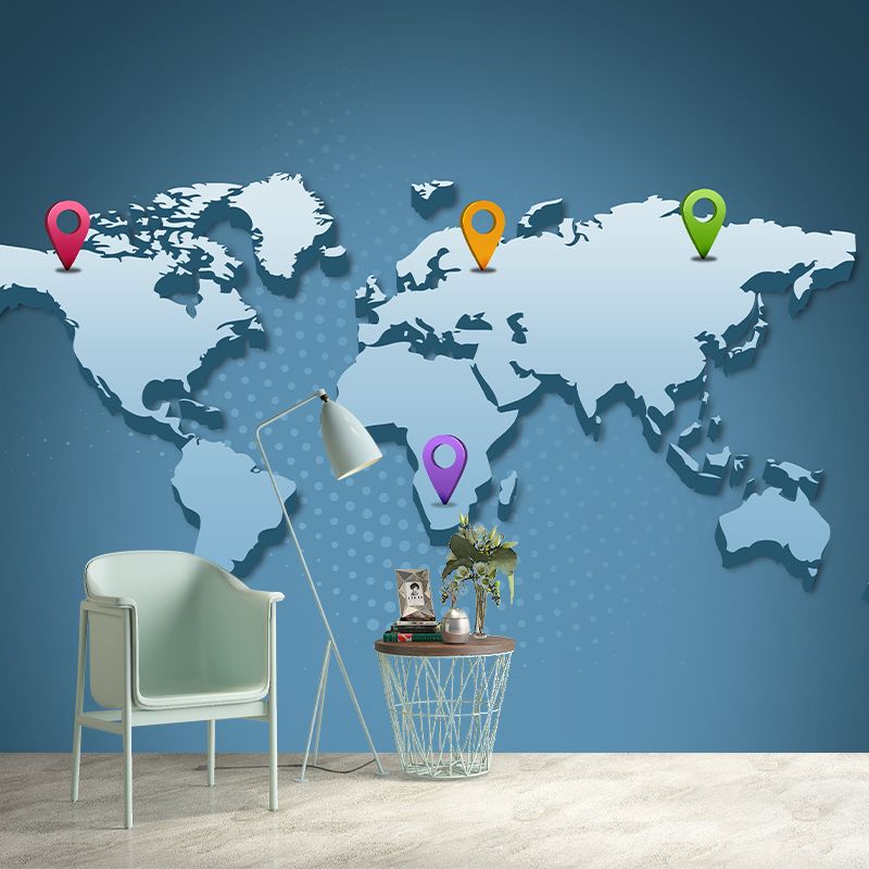 World Map Wallpaper Environment Friendly Mildew Resistant Indoor Wall Mural