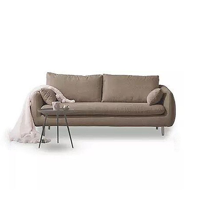 Contemporary Standard Sofa Square Arm Settee Couch with 2 Pillows