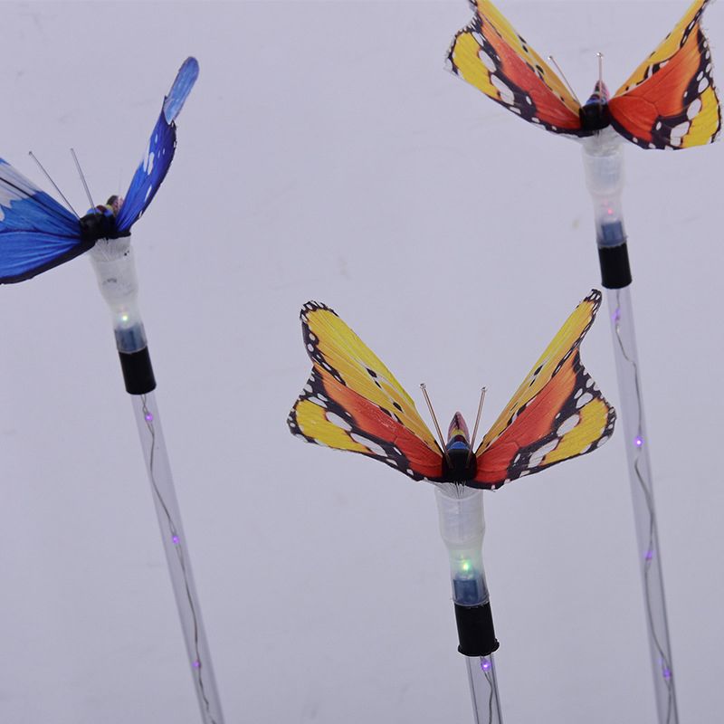 Plastic Butterfly Shaped Solar Ground Light Art Decor Clear LED Stake Lighting for Garden