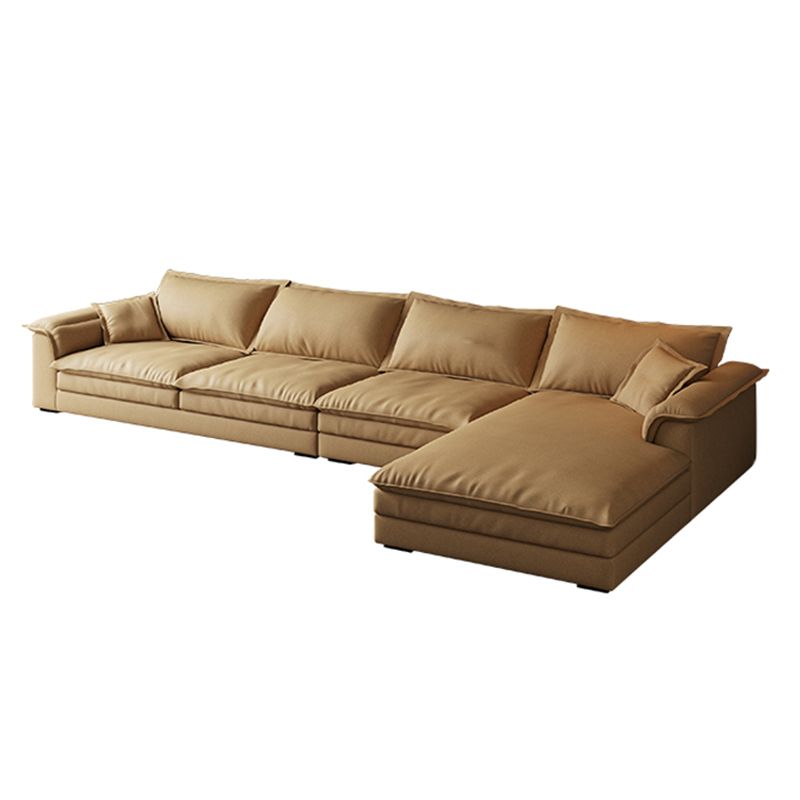 Nordic Pillow Top Arm Sofa & Chaise Faux Leather Sofa with Pillows