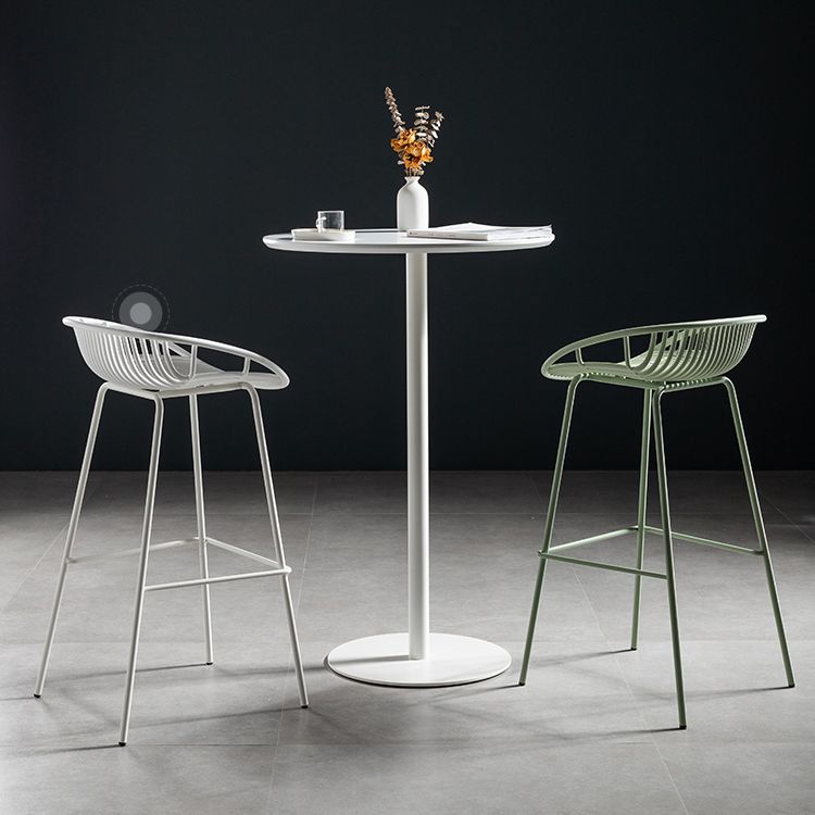 Modern Round Bar Dining Table Indoor Wood Top Bar Height Table Metal Base 42-Inch Top