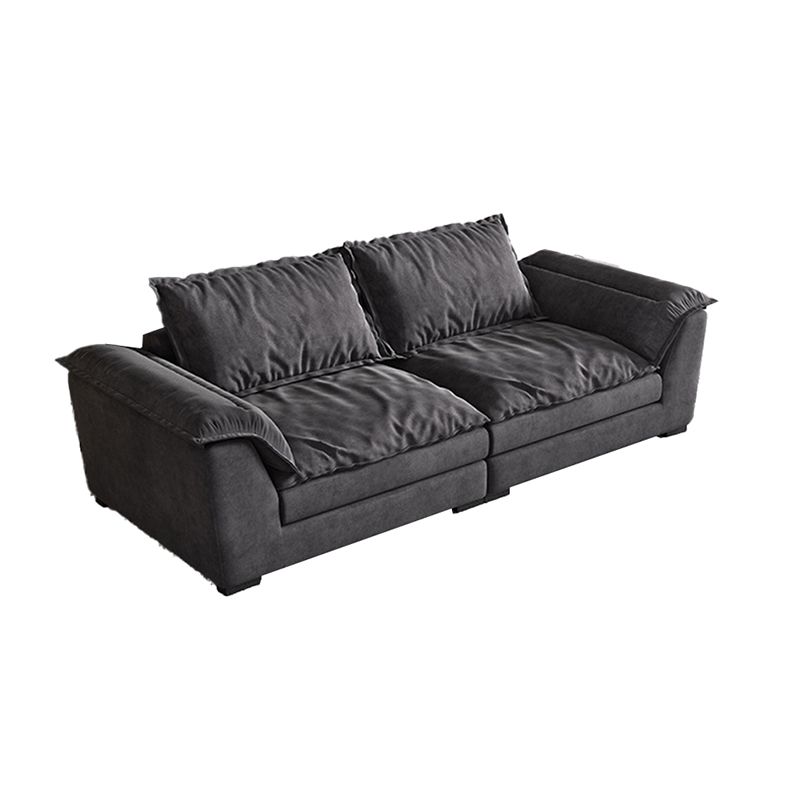 Modern Fabric Sofa with 2 Pillows Flared Arm Living Room Seating