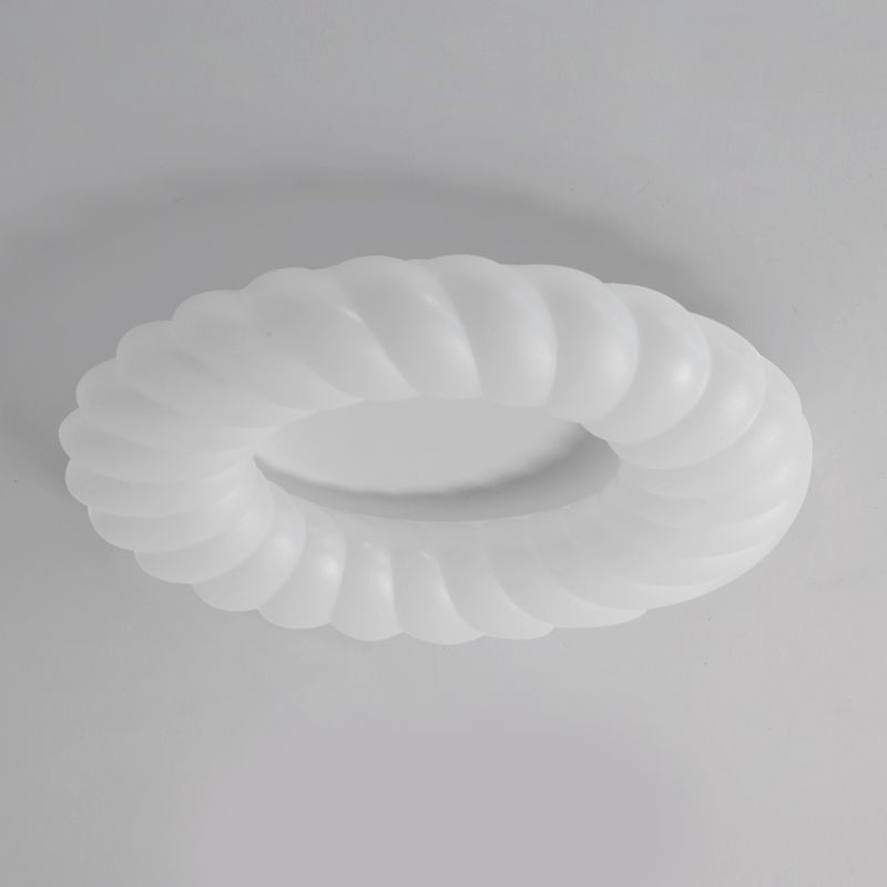 LED Modern Metal Flush Mount Rope Shape Ceiling Light with Plastic Shade for Living Room