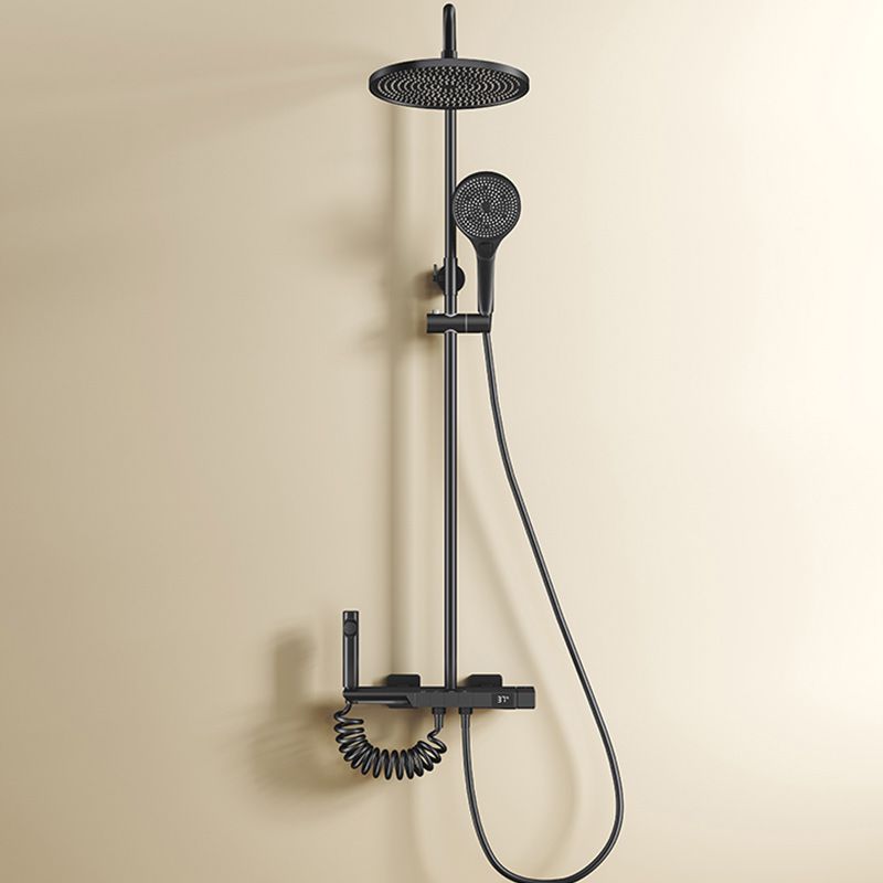 Modern Shower System with Dual Shower Head in Black/White/Gray