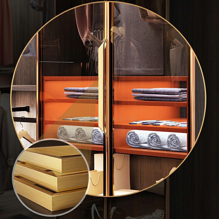 Modern Black Wardrobe for Home Mirrored Finish Cabinet with Glass Doors