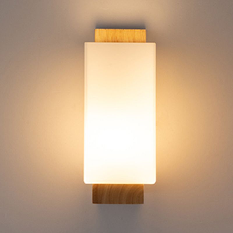 Rectangular Wall Lighting Fixtures Modern Style Wood 1 Light Wall Lighting