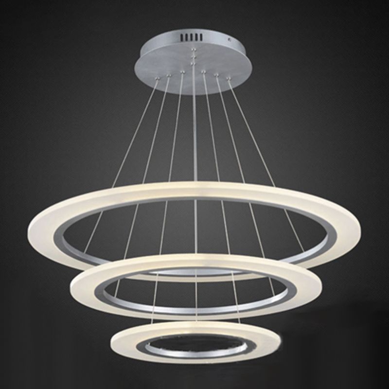 Luz de suspensión LED de estilo colgante de colgante circular de plata
