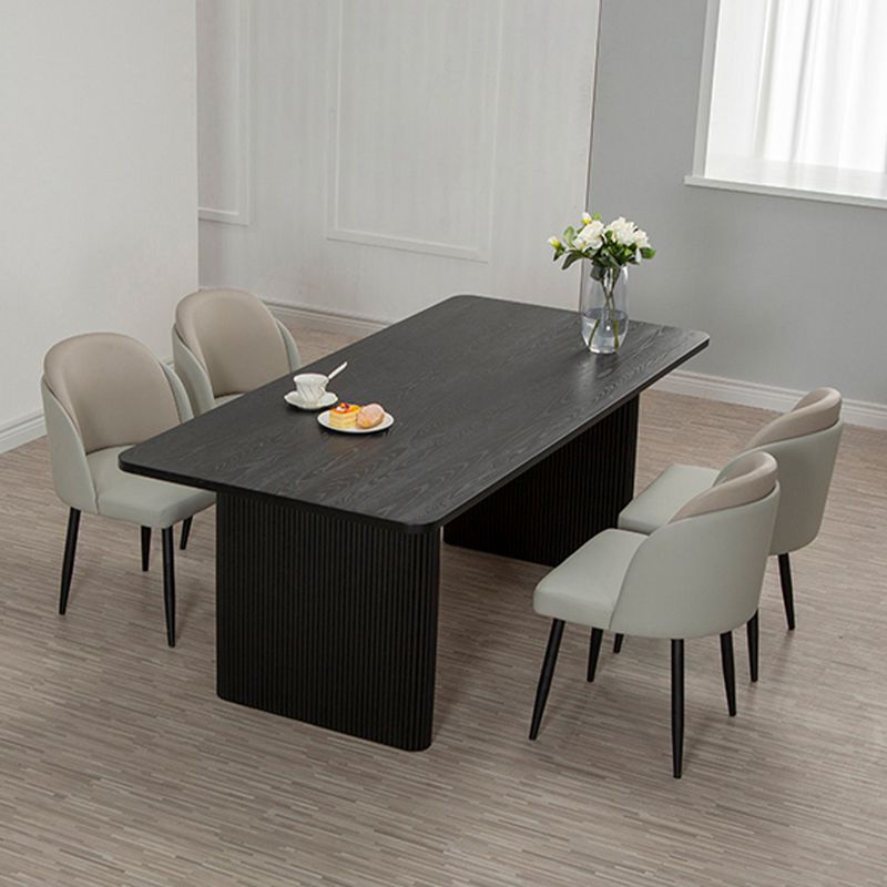Black Pine Wood Dining Table Modern Indoor Rectangle Dinette Table