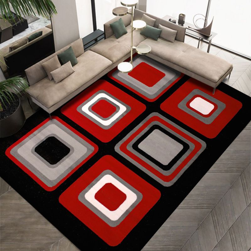 Modern Area Rug Graphic Pattern Carpet Polyester Non-Slip Backing Indoor Carpet for Living Room