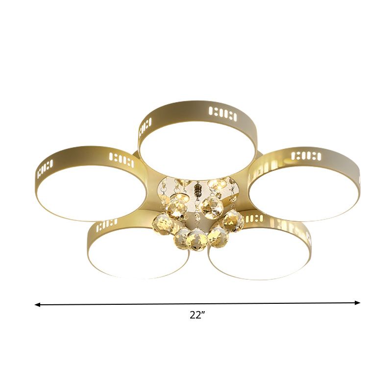 Lampada da soffitto circolare in cristallo Orb Contemporaneo 22 "/31.5" W LED Camera da letto a incasso luce in bianco