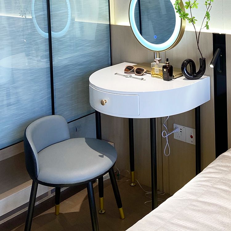 Modern Semicircle Slate Top Table Makeup Vanity with Drawers