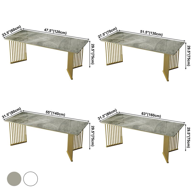 Luxe huis gesinterde stenen eettafel rechthoekige tafel met dubbele voetstukbasis