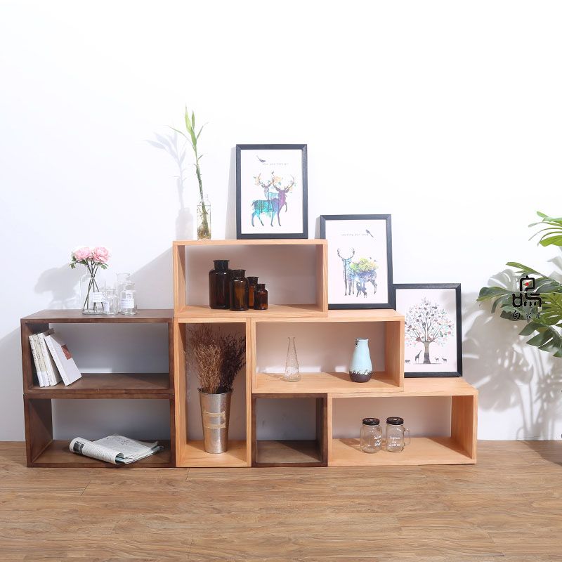 Open Back Cube Bookshelf Contemporary Wood Bookcase for Home