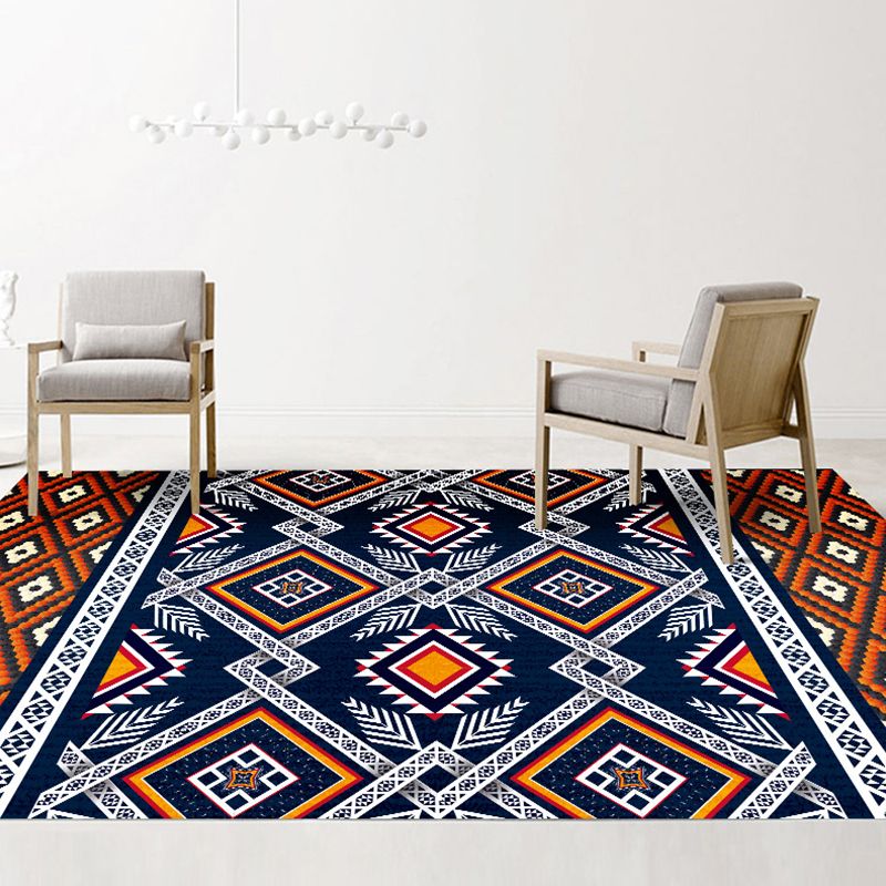 Exotic Multi-Color Boho Rug Polyester Seamless Geometric Pattern Rug Anti-Slip Pet Friendly Machine Washable Carpet for Room