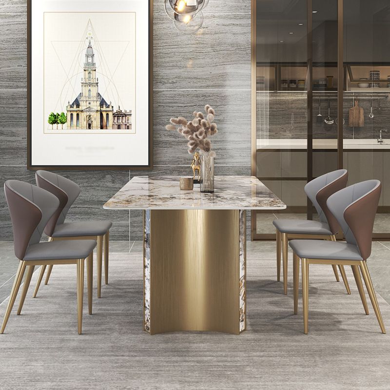 Luxury 1/3/4/5/7 Pieces Dining Set Sintered Stone Top Dining Table with Leather Chairs
