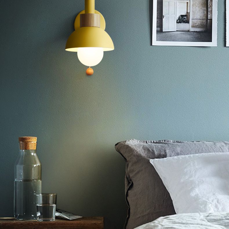 Moderna Macarons Nórdicos Macarons Swade Wall Malet Metal 1 Light Sponces en rosa y blanco