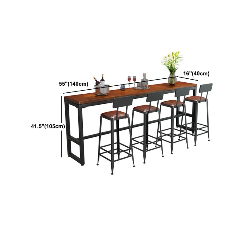 Industrial 1/5/9 Pieces Bar Table Set Rectangle Pine Wood Counter Table with Stools