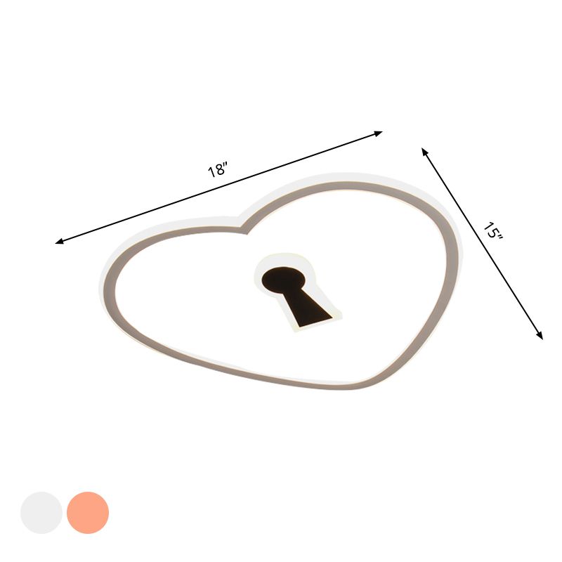 Minimalista Loving Heart Iron Flush Mount Ultrathin LED Massimale Light in Pink / White for Bedroom