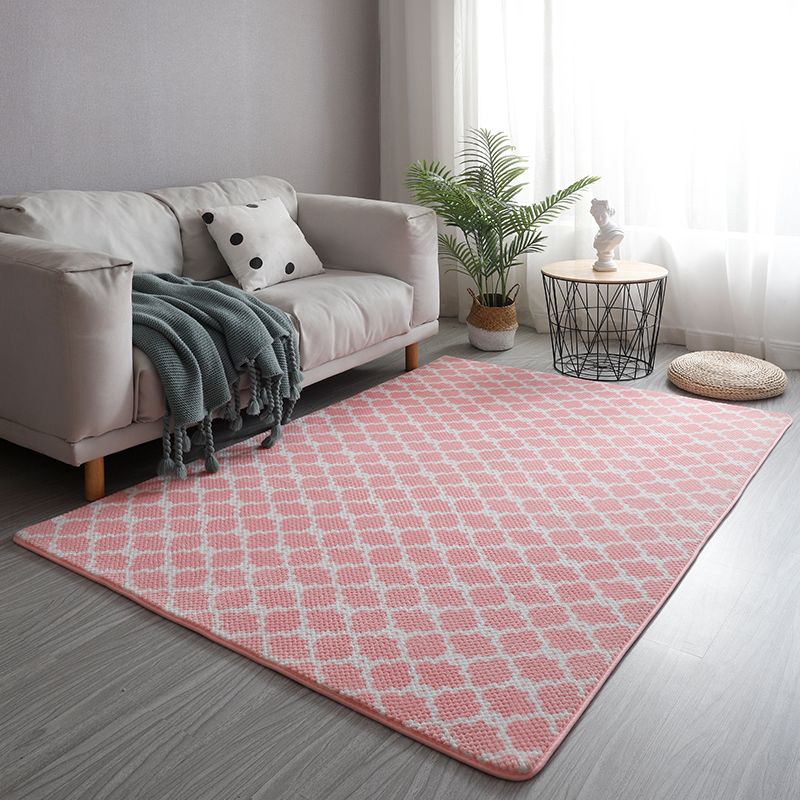 Modern Bedside Area Rug Multi-Color Quatrefoil Print Rug Polyester Non-Slip Backing Washable Pet Friendly Area Carpet