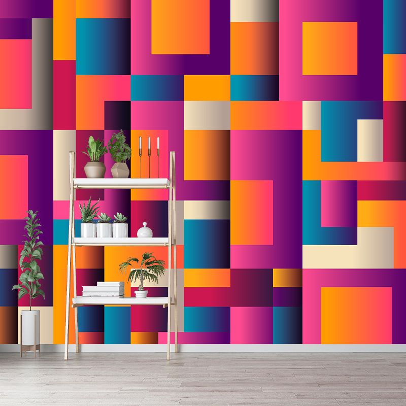 Illustration Mural Stain Resistant Geometric Contemporary Bedroom Colorful Wallpaper