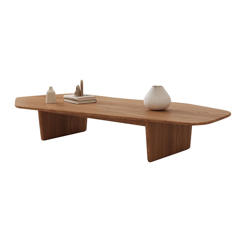 Solid Wood Coffee Table Free-Form Modern Cocktail Table with 2 Legs